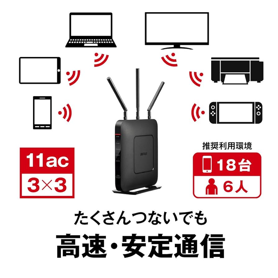 BUFFALO WiFi 無線LAN ルーター WXR-1751DHP2 11ac ac1750 1300+450Mbps デュアルバンド 4LDK 3階建向け 【iPhone8/iPhoneX/iPhoneXS/Amazon Ech Amazon | BUFFALO WiFi 無線LAN ルーター WXR-1751DHP2 11ac